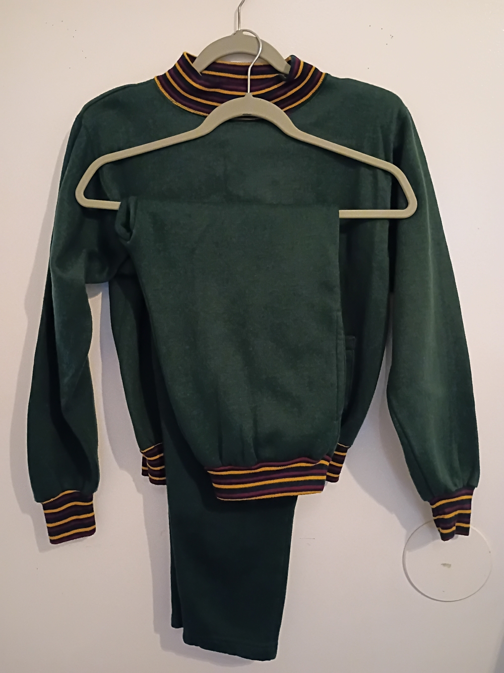 VTG Women's Dark Green   Joggers Set with Striped Trim Sz S